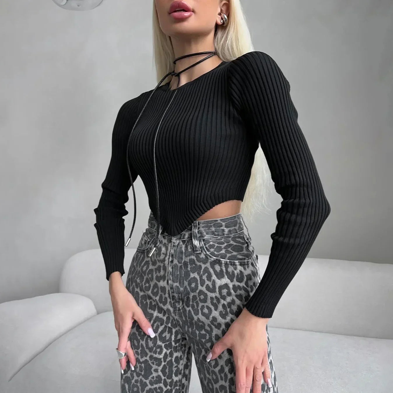 | Leopard Straight Jeans