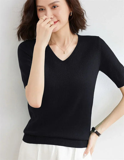 | V-Neck Knit Top