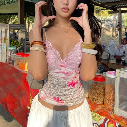 Lace-Up Contrast Knit Top