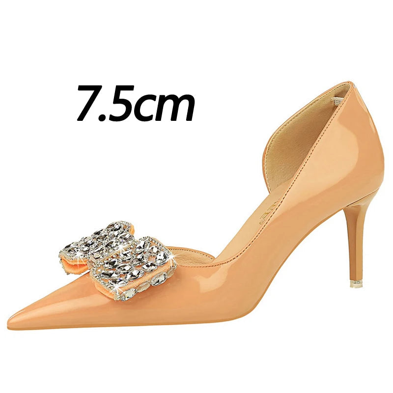 Rhinestone Women's High Heel Pumps in Patent Leather