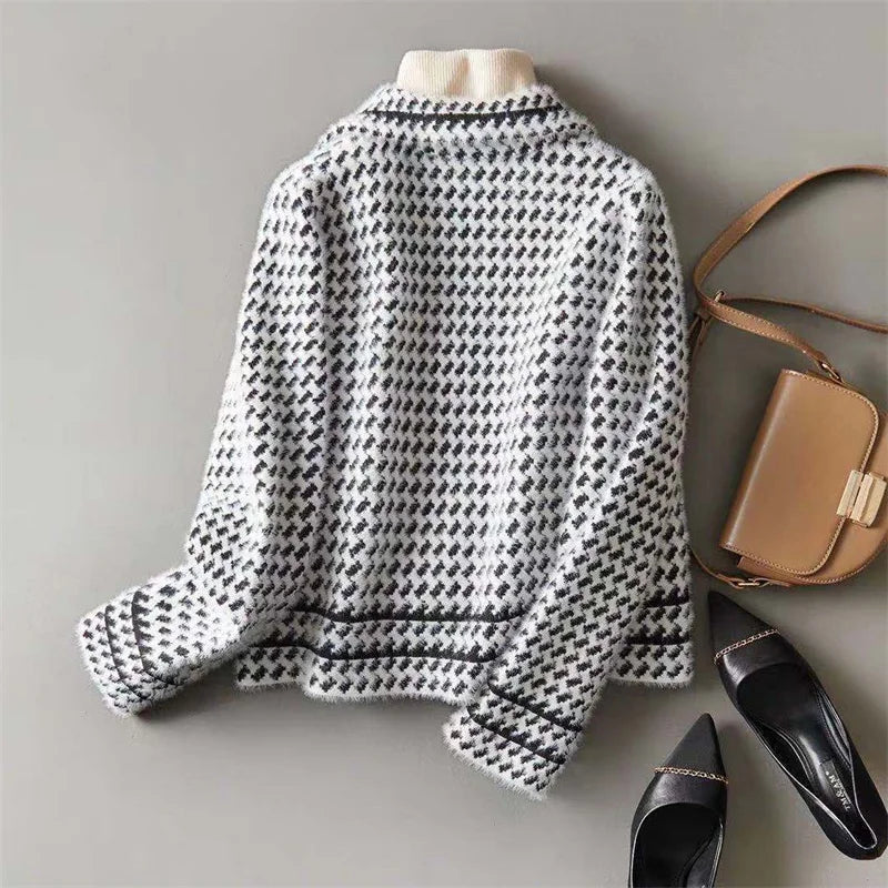 | Houndstooth Knit Jacket