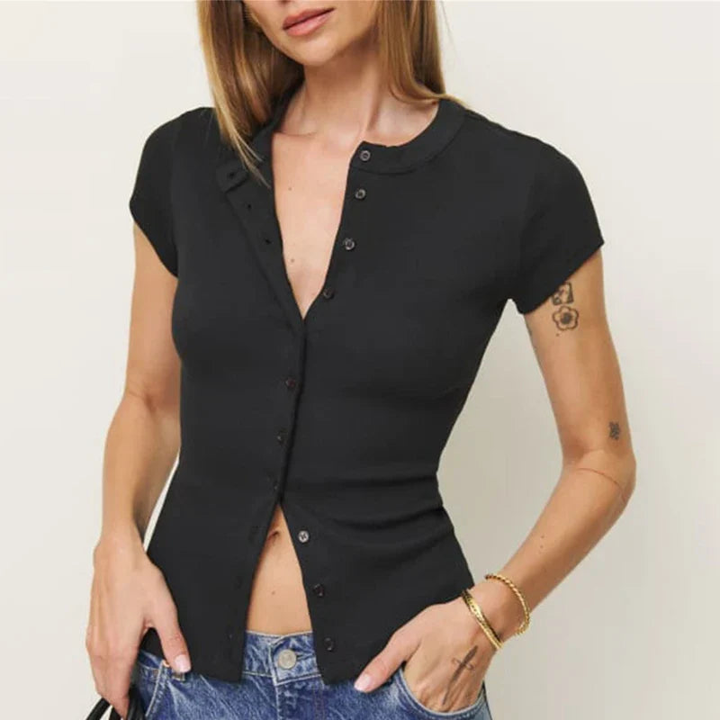 | Snapfront Knit Top