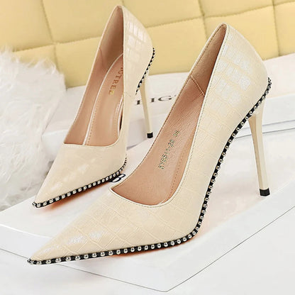 White Patent Leather High Heel Stiletto Pumps for Luxury Parties