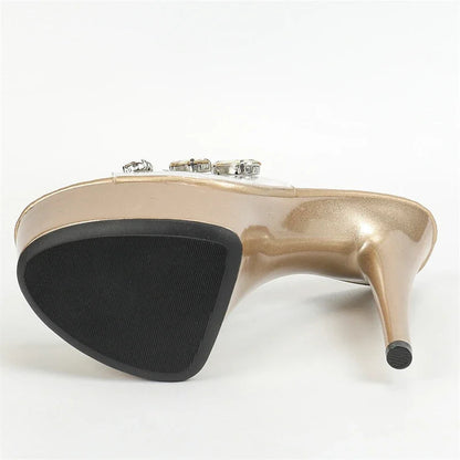 Crystal PVC Transparent Women Slippers with Thin High Heels for Summer Extreme Platform