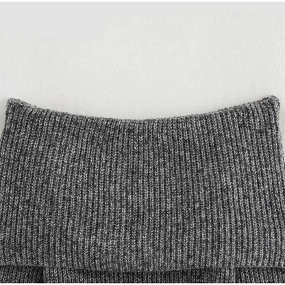 Vintage Off Shoulder Sweater With Belt Women Elegant Knitted Solid Thick Long Sleeve Sweaters Female Winter Chic Street Knitwear