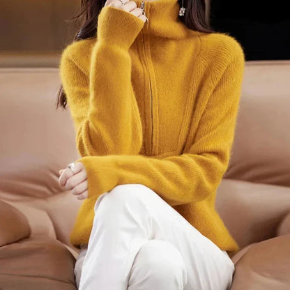 | Half-Zip Mink Wool Sweater