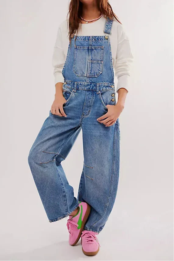 | Wide-Leg Denim Overalls