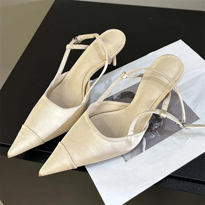Spring Buckle Strap Women Pumps Sandals with Thin Heels