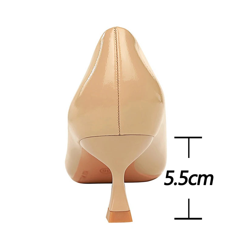 5.5cm Heels Patent Leather Women Pumps for Occupational OL Office Wear