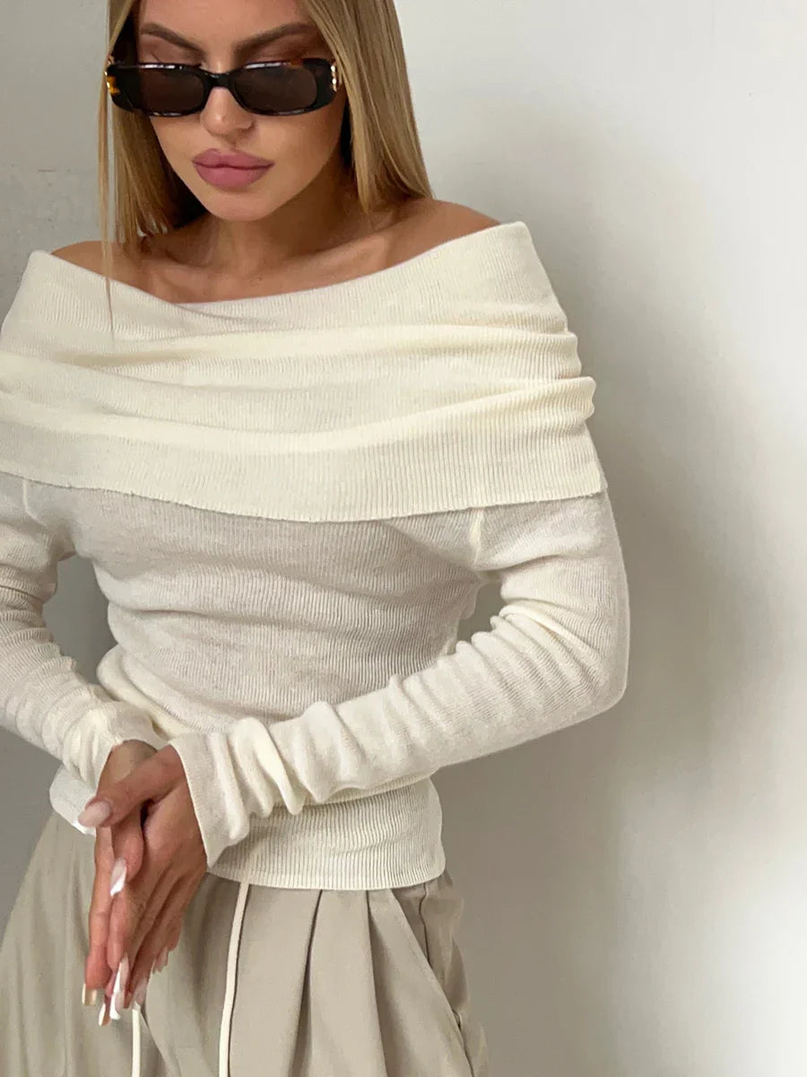 | Off-Shoulder Knit Top