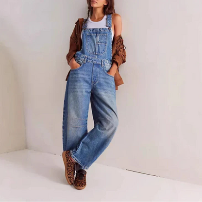 | Wide-Leg Denim Overalls