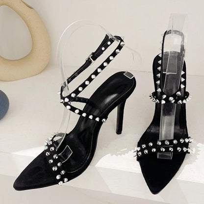Metal Rivet Ankle Strap Sandals for Women