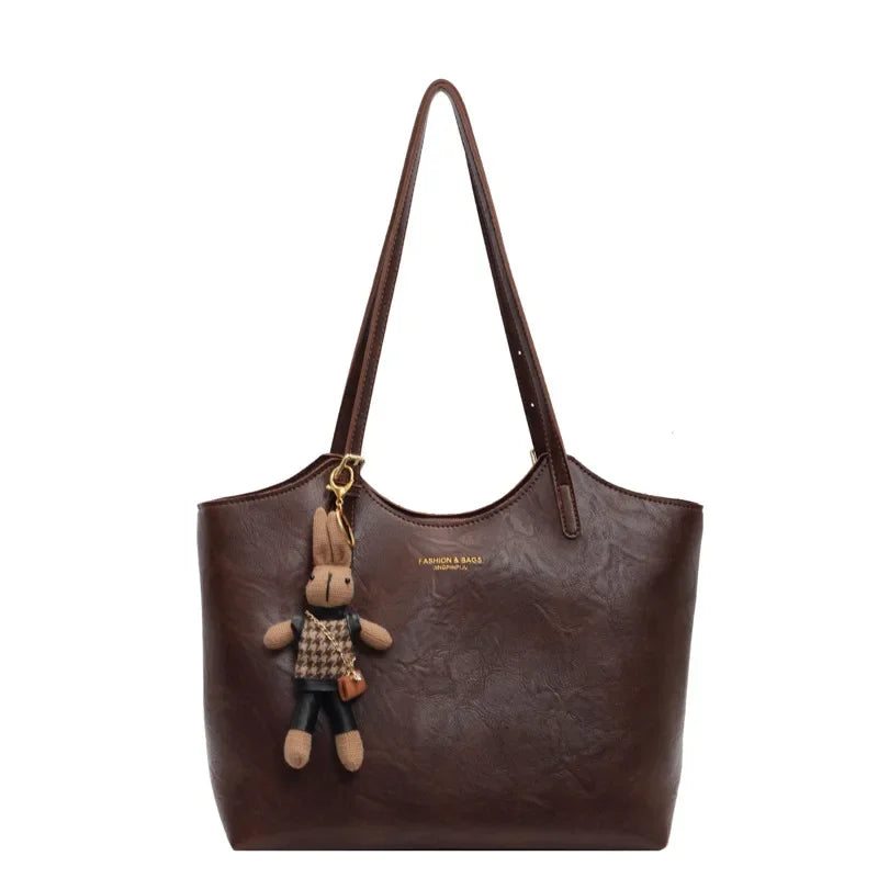 | Soft Vegan Leather Tote Bag with Shoulder Straps