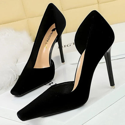 Stylish Stiletto Heels with Square Toe and Hollowed Out Sides