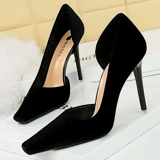 Stylish Stiletto Heels with Square Toe and Hollowed Out Sides