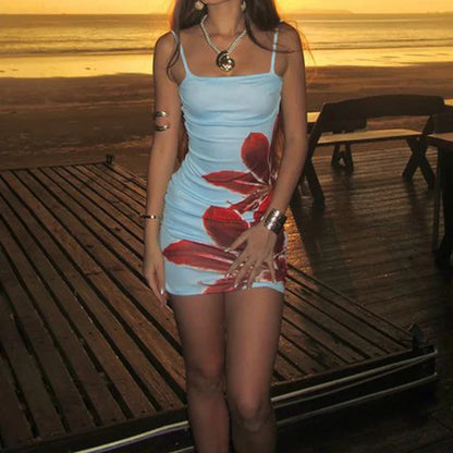 Boho Spaghetti Bodycon Floral Dress