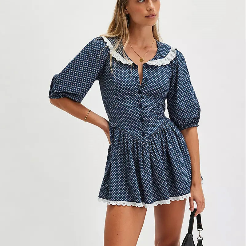 | Lace Collar Mini Dress