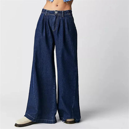 | Pleated Wide-Leg Jeans