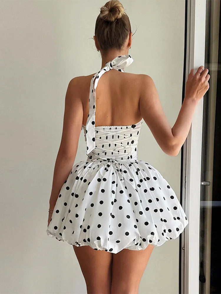Polka Dot Strapless Ball Gown Mini Dress