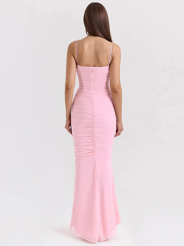 Bow Spaghetti Sleeveless Evening Bodycon Dress