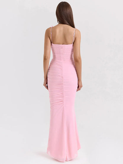 Bow Spaghetti Sleeveless Evening Bodycon Dress