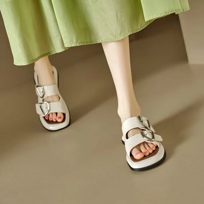 | Twin-Buckle Slide Sandals