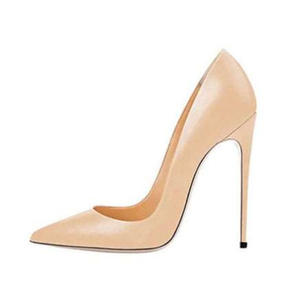 Khaki Brown Matte Pointed Toe Stiletto High Heels for Women