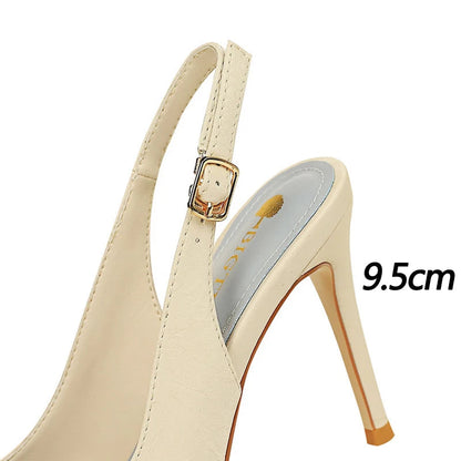Metal Square Buckle High Heel Stiletto Pumps for Women, Pointed Toe Sexy Party Shoes
