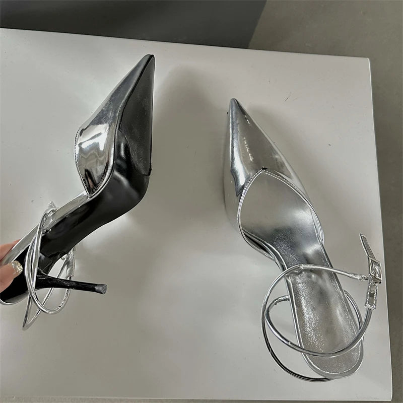 Elegant Pointed Toe Pumps with Buckle Strap and Thin Low Heels