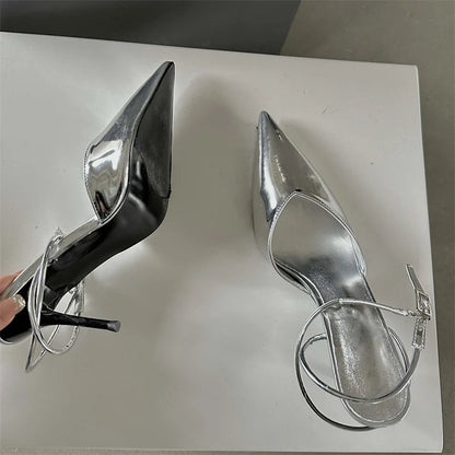 Elegant Pointed Toe Pumps with Buckle Strap and Thin Low Heels