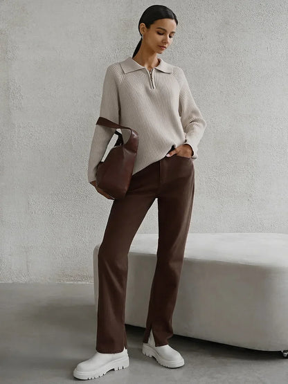 | Ribbed Half-Zip Sweater
