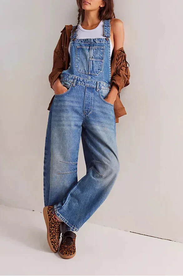 | Wide-Leg Denim Overalls