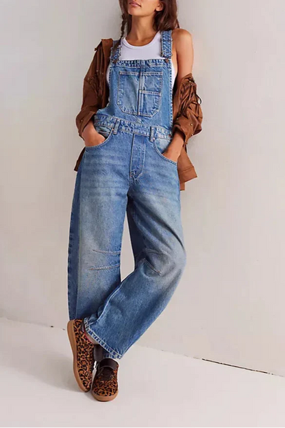 | Wide-Leg Denim Overalls