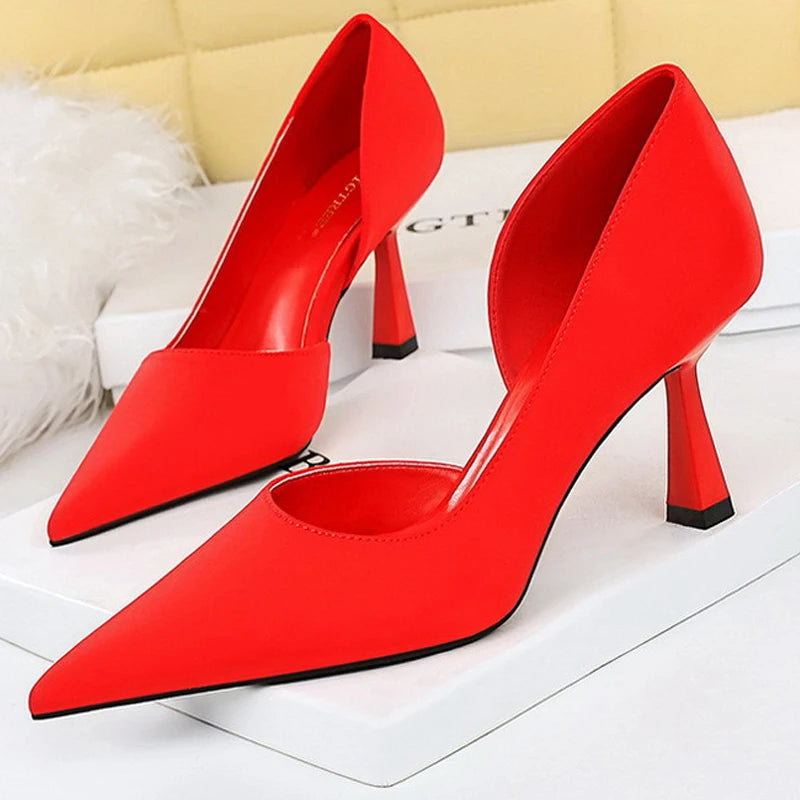 Silk Women Pumps with 7 cm Heels for Spring and Autumn Fashion