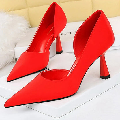 Silk Women Pumps with 7 cm Heels for Spring and Autumn Fashion