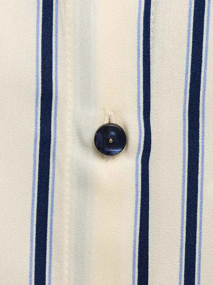 | Striped Button-Up Blouse