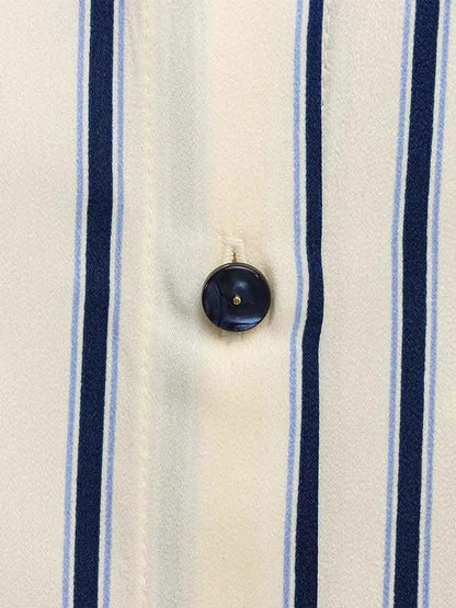 | Striped Button-Up Blouse