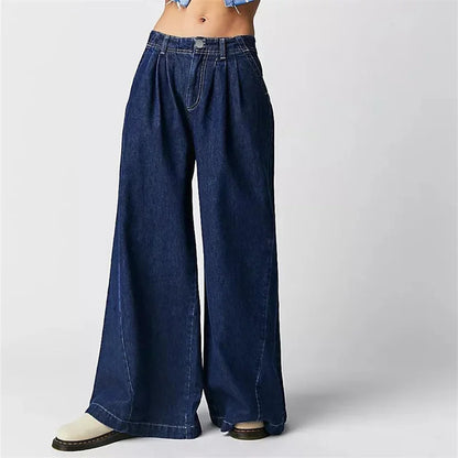 | Pleated Wide-Leg Jeans