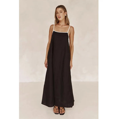 | Contrast Strap Cotton Maxi Dress