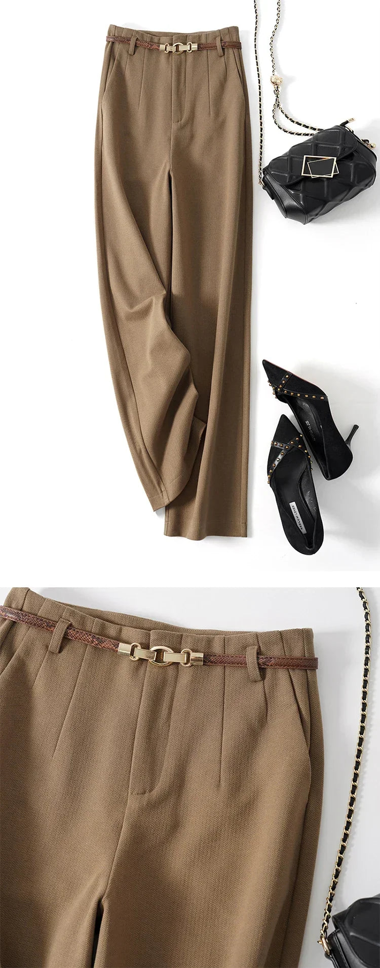 | Wide Leg Wool Trousers