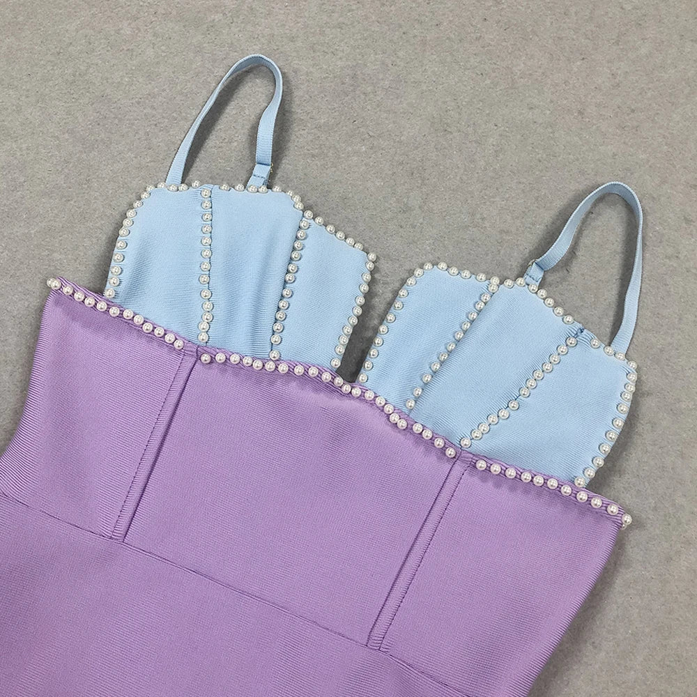 Feather & Bead Cocktail  Spaghetti Strap Party Dress