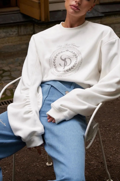 Spring new European and American women's sweatshirt, a laid-back American letter print short round-neck top for ladies