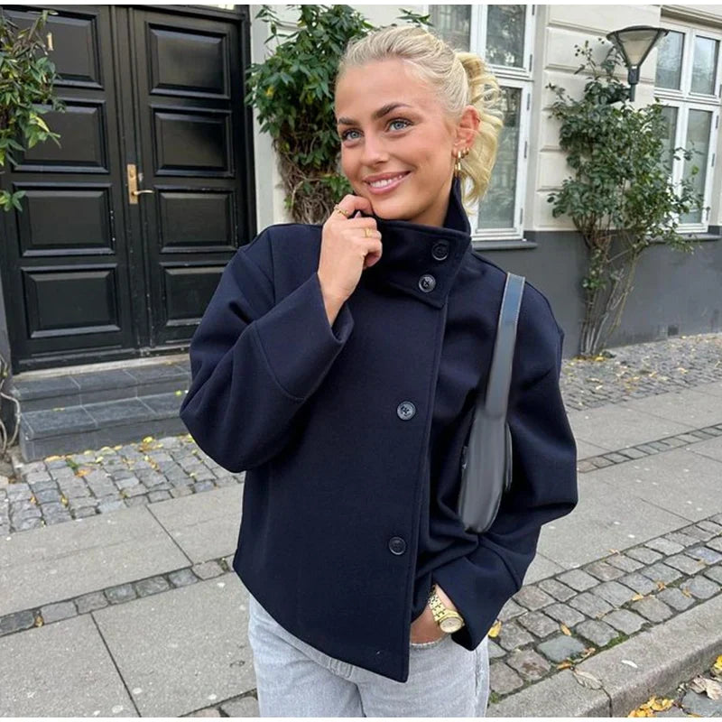 Stylish Versatile Jacket Stand-collar Women's Classic Casual Mature Elegant 2025 Autumn Coat Trend Edgy High-quality Street Wear
