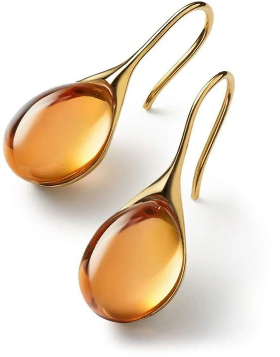 Aurora Teardrop Crystal Earrings | Gold Cat’s Eye Design