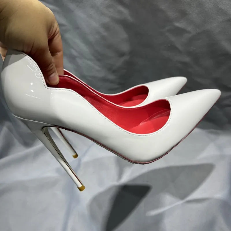 Black Patent Pointed Toe Stiletto High Heels for Women