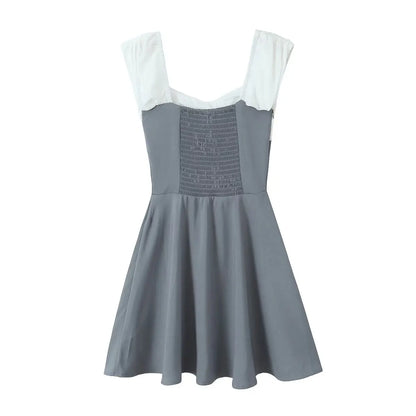 Contrast Slash Shoulder Elastic Back Mini Dress