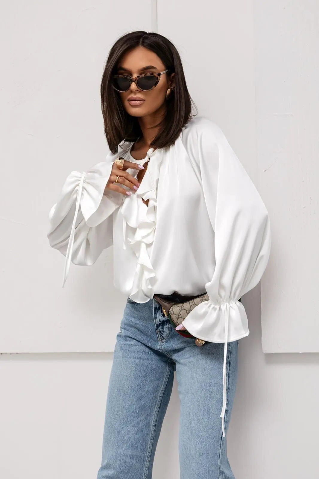 | Satin Ruffle Blouse