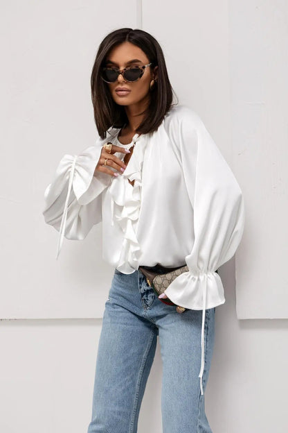 | Satin Ruffle Blouse