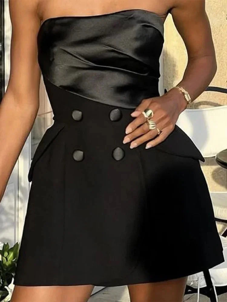 Strapless Double Breasted Mini Dress