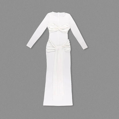 O-neck Long Sleeve Robe fashion Maxi Dress
